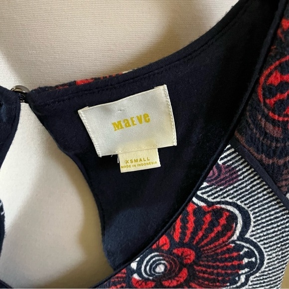 Anthropologie Maeve Blue Floral Keyhole Back Fairchild Flared Dress Size XS - Picture 5 of 7